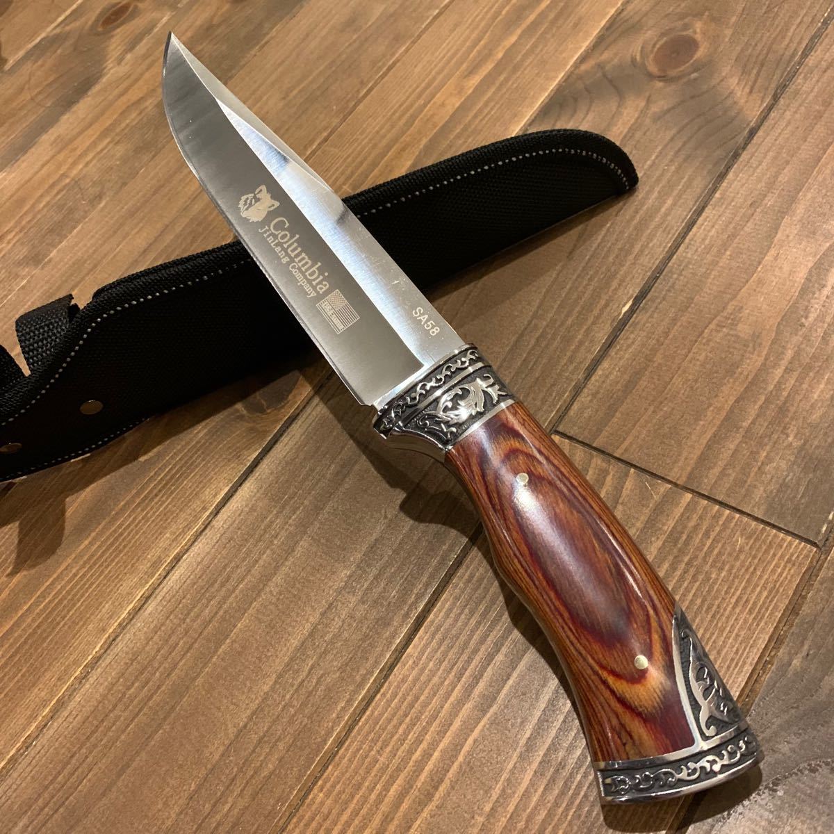 SA58 COLUMBIA KNIFE シースナイフ ウッドハンドル