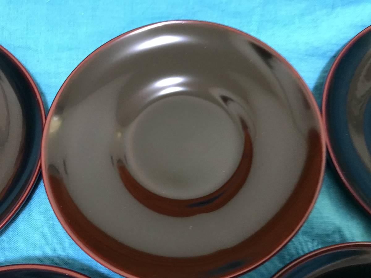 漆☆木製4.0☆だるま茶托☆5枚_画像7