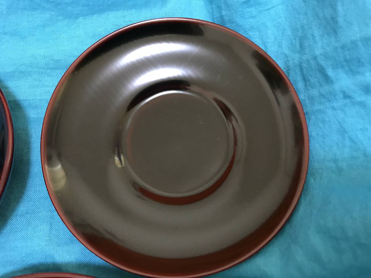 漆☆木製4.0☆だるま茶托☆5枚_画像5