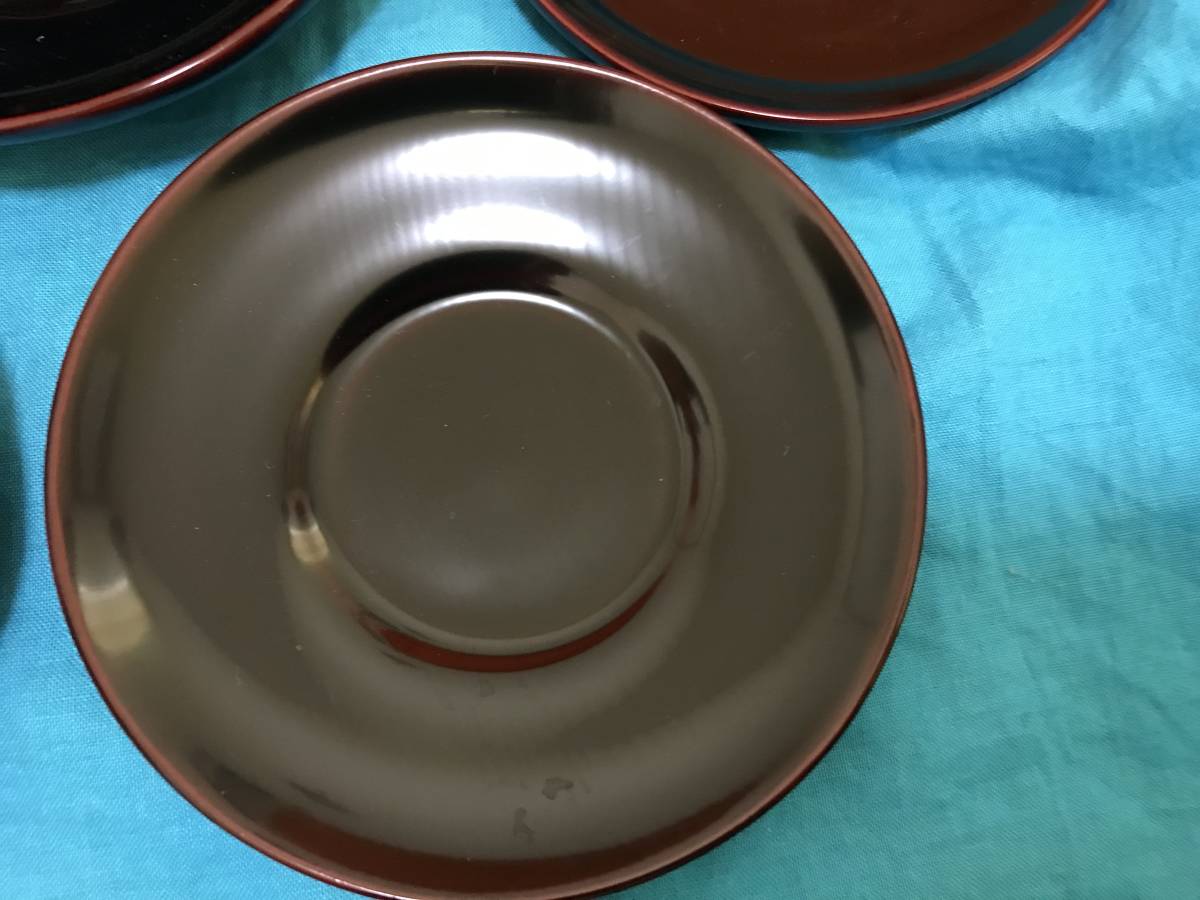漆☆木製4.0☆だるま茶托☆5枚_画像6