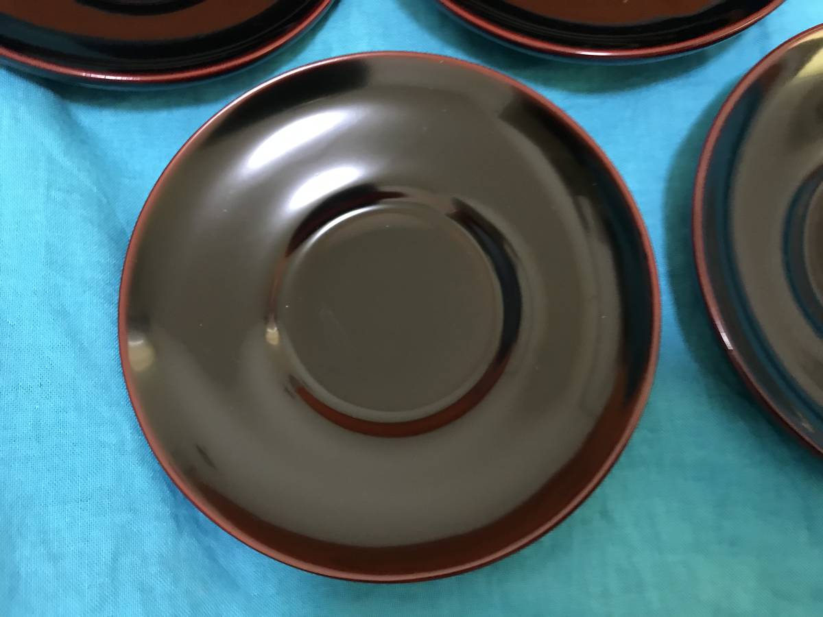 漆☆木製4.0☆だるま茶托☆5枚_画像3
