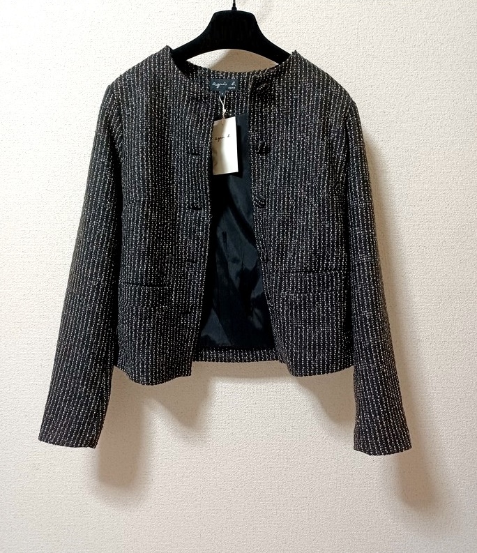  new goods agnes b. regular price 3.8 ten thousand no color wool tweed jacket Agnes B 