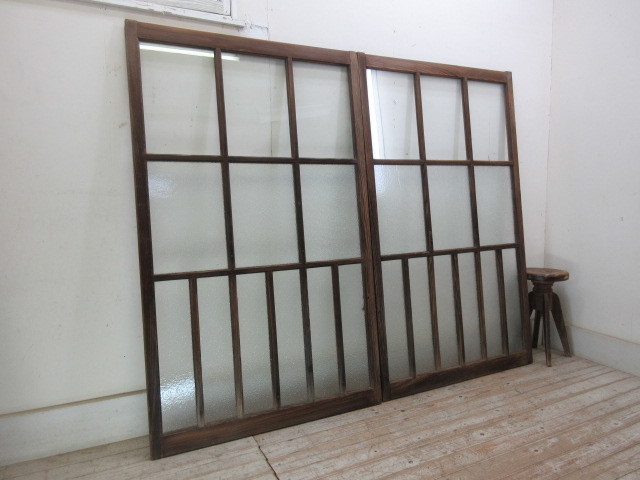  old tree taste diamond glass. window 2 sheets set B225 antique furniture old fittings sliding door door door door window entranceway store furniture Cafe furniture natural wood old furniture 