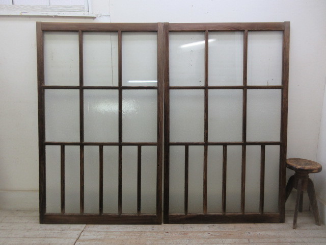  old tree taste diamond glass. window 2 sheets set B225 antique furniture old fittings sliding door door door door window entranceway store furniture Cafe furniture natural wood old furniture 