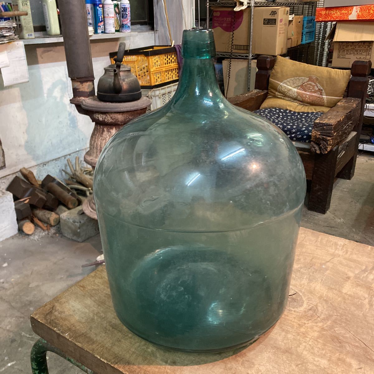 デミジョンボトル ガラスボトル 瓶 昭和レトロ アンティーク ビンテージ インテリア 花瓶 直径35cm 高さ44cm