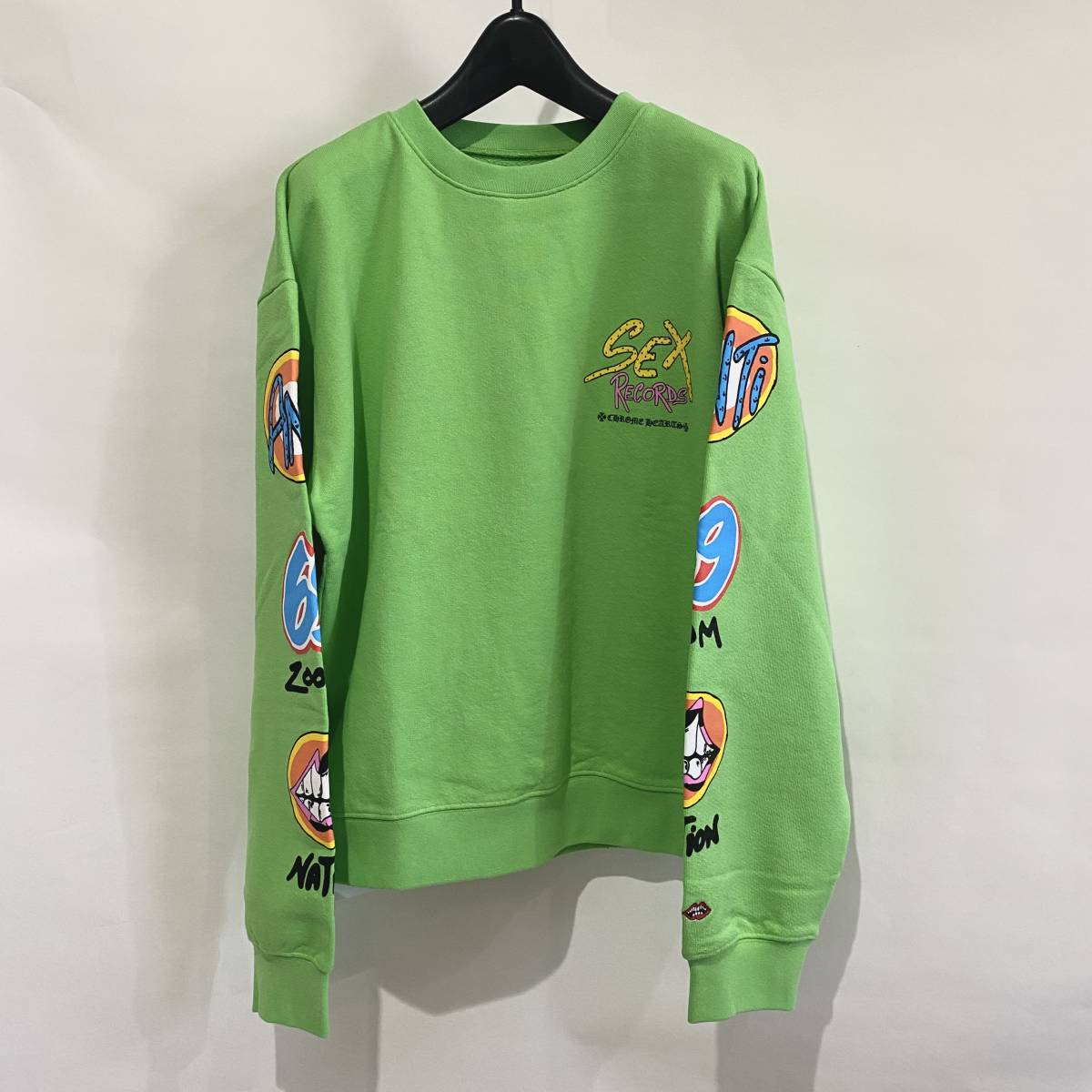 国内正規品 新品 限定 CHROME HEARTS クロムハーツ matty boy マッティボーイ SEX RECORDS クルーネック スウェット L グリーン Y-299630_画像2
