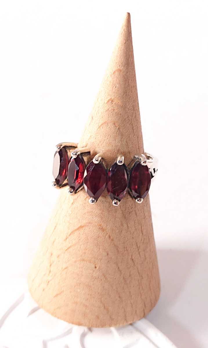 2447 SILVER925 5 stone garnet ring 11 number silver 925* with translation * natural stone gothic simple retro establish nail b Lilian cut stylish *