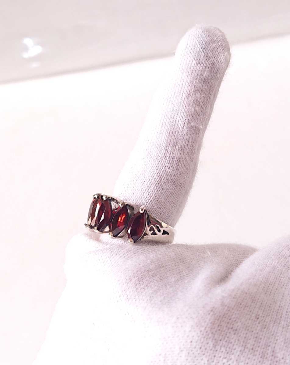 2447 SILVER925 5 stone garnet ring 11 number silver 925* with translation * natural stone gothic simple retro establish nail b Lilian cut stylish *