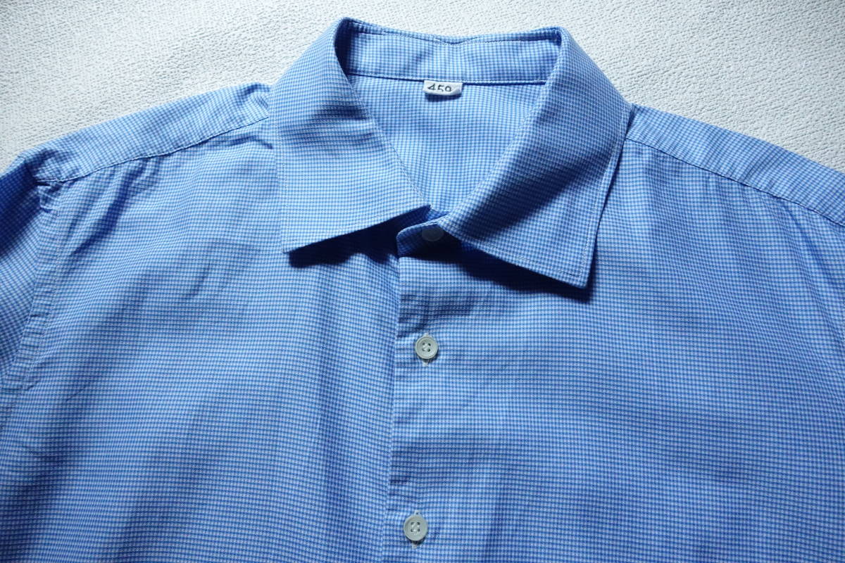 45rpm TINY ギンガムチェックシャツ ブルー 日本製 サイズ4 ビジネスカジュアル_画像5