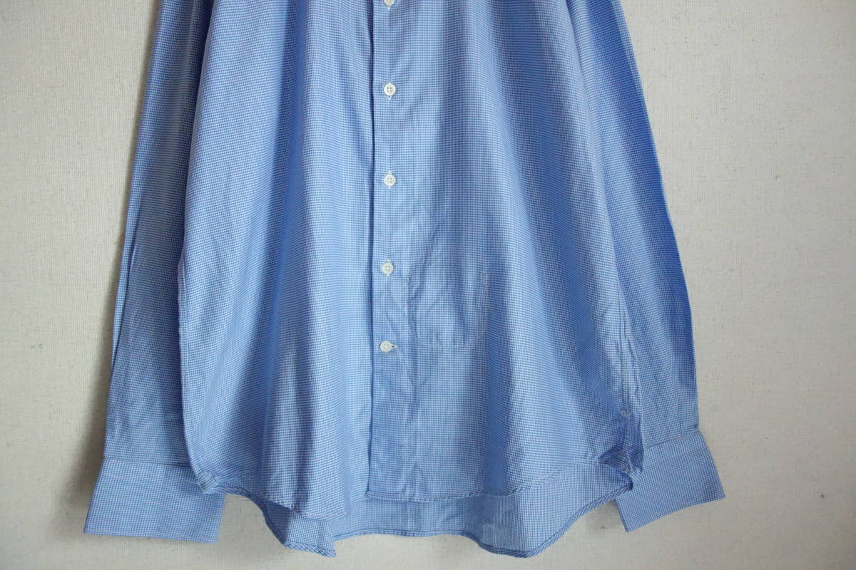 45rpm TINY ギンガムチェックシャツ ブルー 日本製 サイズ4 ビジネスカジュアルの画像3