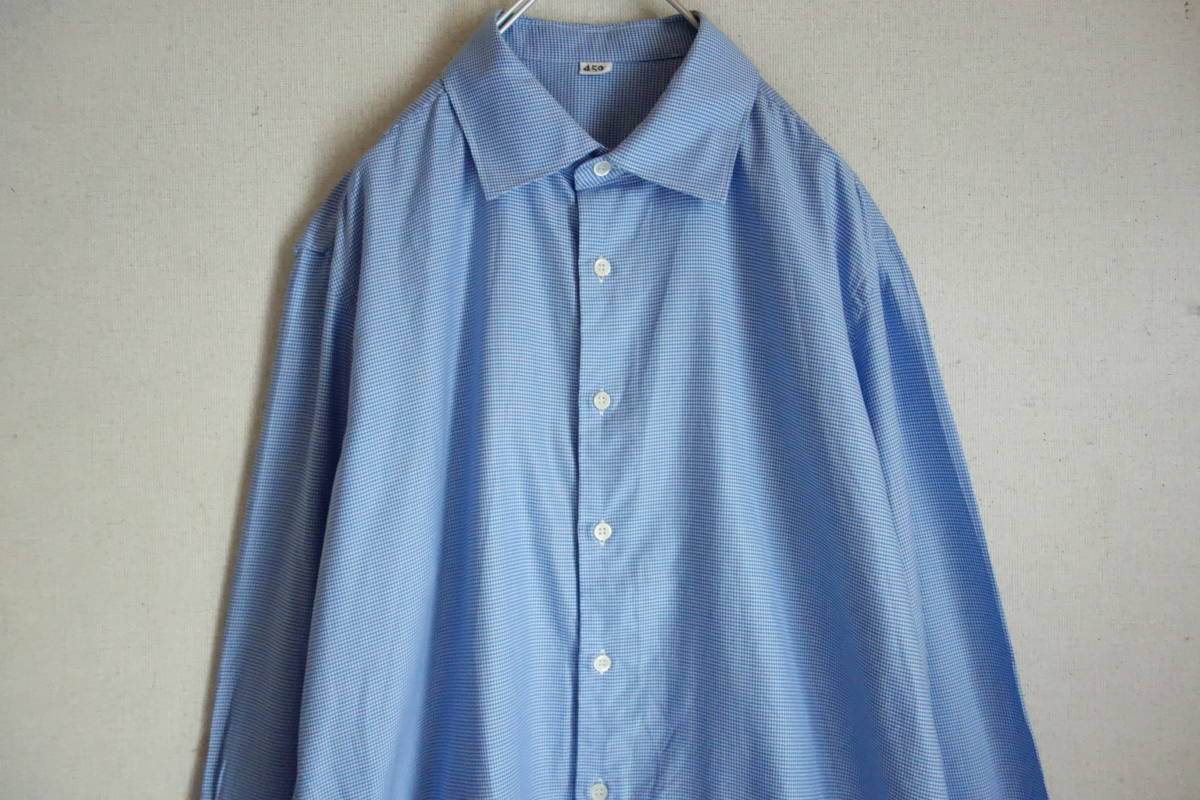 45rpm TINY ギンガムチェックシャツ ブルー 日本製 サイズ4 ビジネスカジュアル_画像2