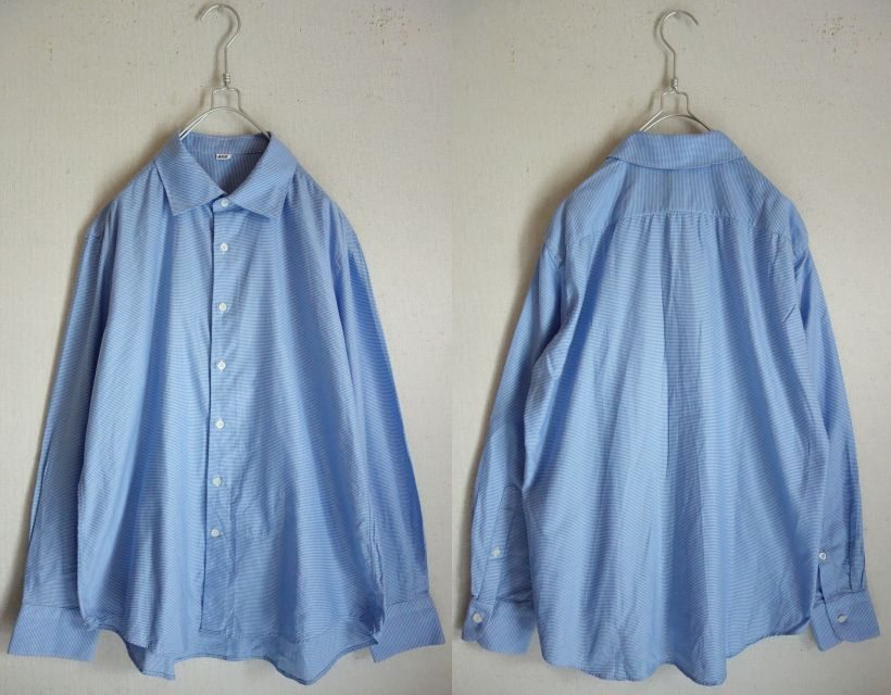 45rpm TINY ギンガムチェックシャツ ブルー 日本製 サイズ4 ビジネスカジュアル