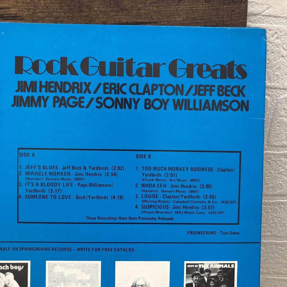 Rock Guitar Greats レコード JIMI HENDRIX/ERIC CLAPTON/JEFF BECK/JIMMY PAGE/SONNY BOY WILLIAMSON_画像3