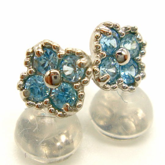 PC1460:Pt blue zircon earrings 