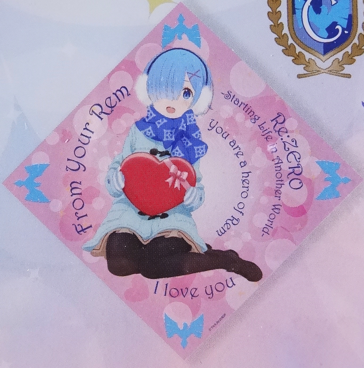 ◆ レム from your rem I love you Re:ゼロから始める異世界生活 Happy Valentine's Day ちりめん風 風呂敷 キリン ファイア イオン ◆_画像1