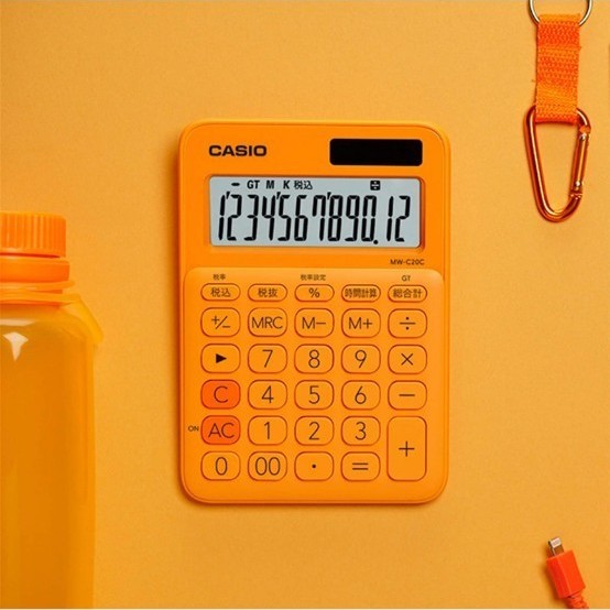 新品 CASIO カラフル電卓 オレンジ 12桁