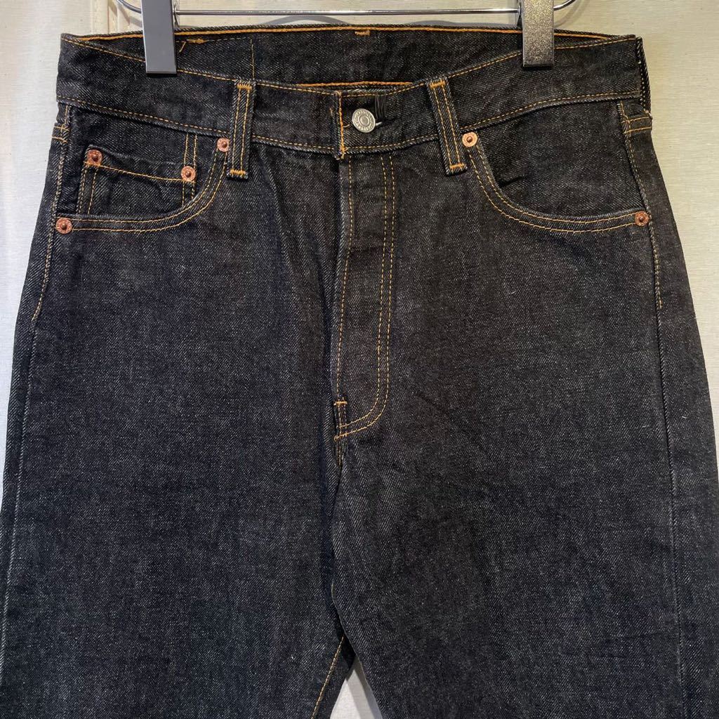 希少】90s Levi''s 501 USA製 先染め ブラックデニム イエロー 希少】90s Levi''s 501 USA製 先染め ブラックデニム イエロー
