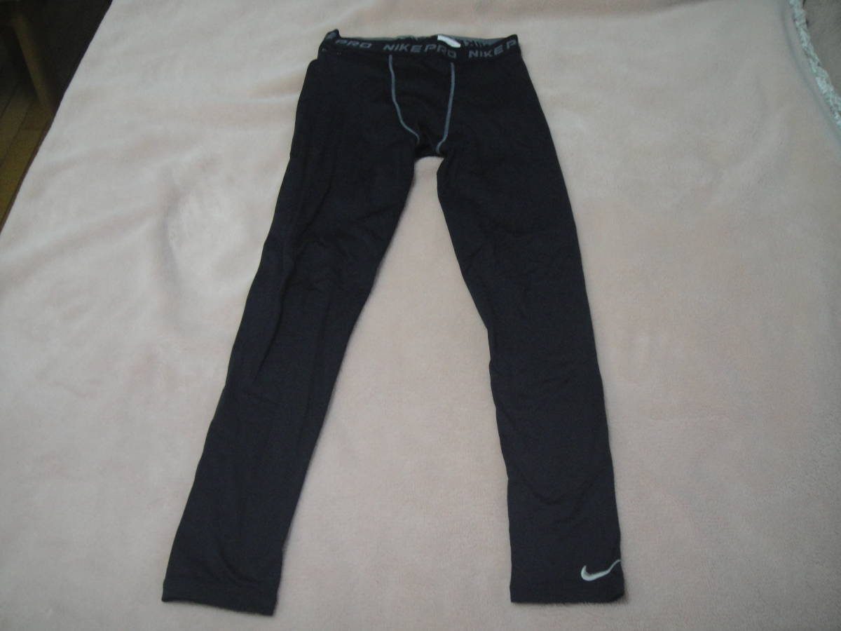  Nike NIKE Pro thermal long tights used L [ black × gray ] 259864/010 nappy spats soccer inner tights 