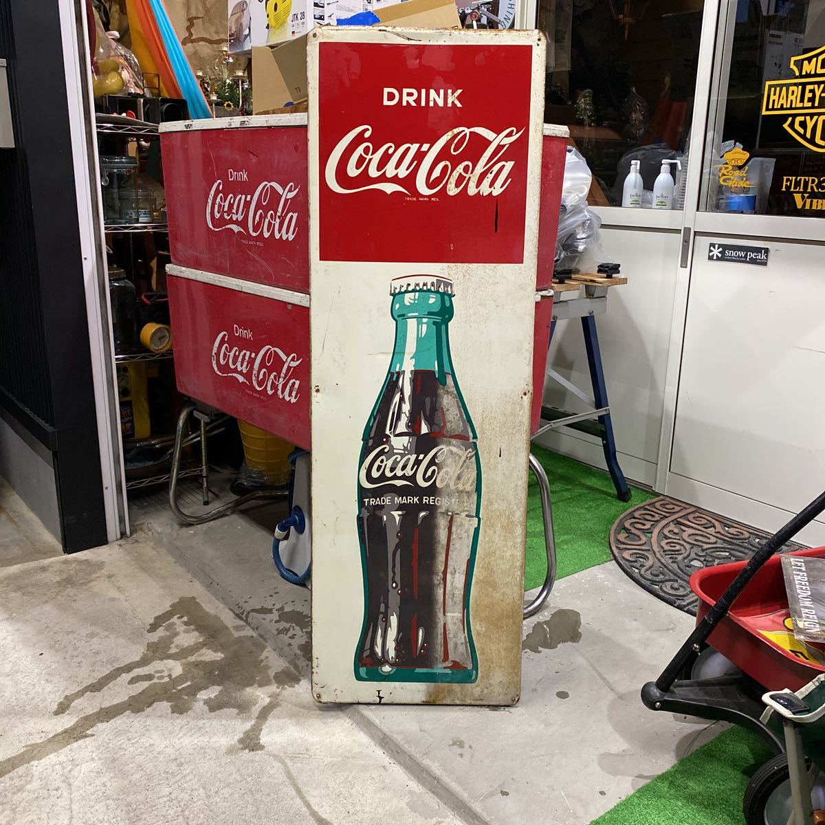 BA123 昭和レトロ ブリキ製 大型 看板 Coca Cola コカ・コーラ-