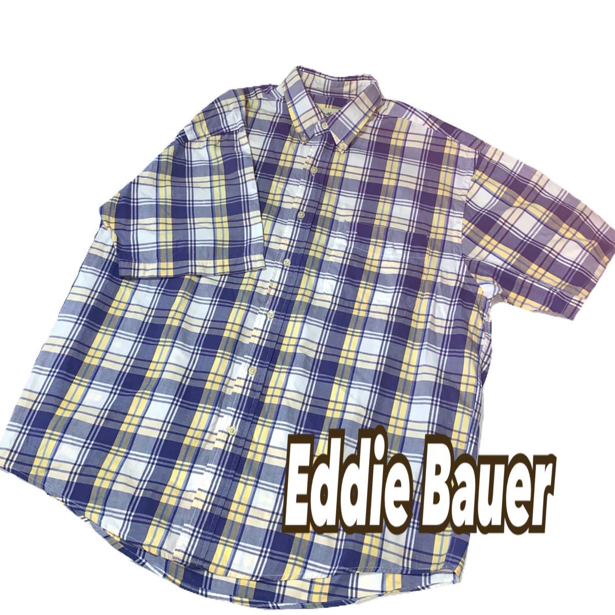 台湾製【Eddie Bauer】エディバウアー  チェック柄シャツ 大きめM 