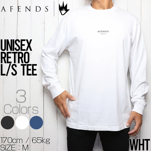 【初回限定】 L/S FIT RETRO UNISEX アフェンズ AFENDS [クリックポスト対応] TEE Mサイズ M212066　WHT ロングスリーブTEE 長袖Tシャツ Mサイズ