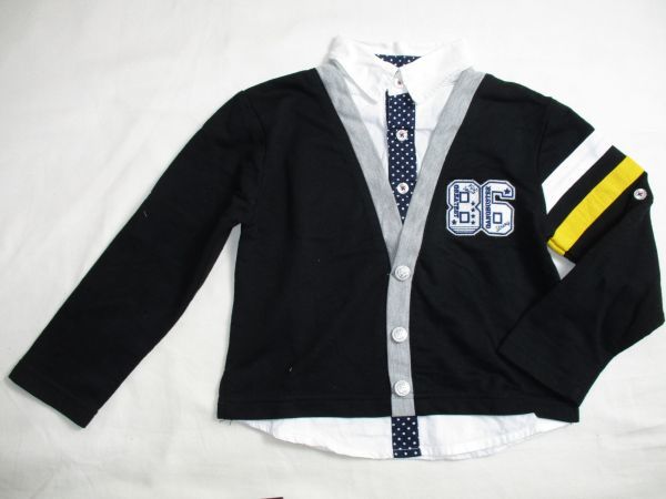 BC506【日本織物中央卸商業組合】フェイクレイヤード　長袖　カットソー　シャツ　男児　黒　110_画像1