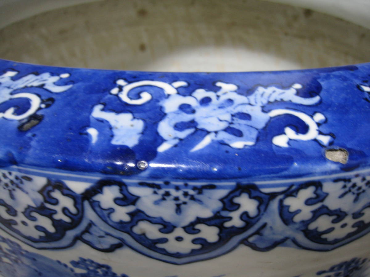 伊万里焼 染付 印判画 人名 窓画 火鉢 古玩 骨董 | www