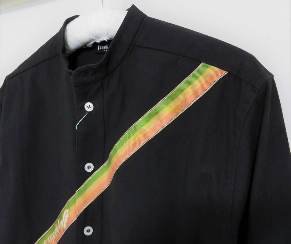 送料無(wú)料 定価6.3萬(wàn) 新品 FRANK LEDER ARCHIVE LINE バンドカラー シャツ XS ブラック ドイツ制 フランクリーダー アーカイブライン