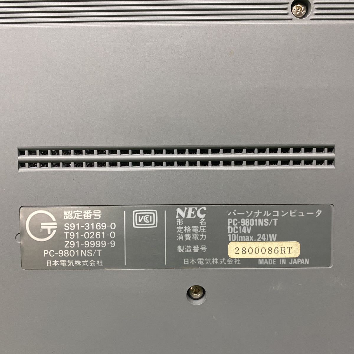 MY98-33 激安 PC98 ノートブック NEC PC-9801NS/T 通電不可 ジャンク_画像6
