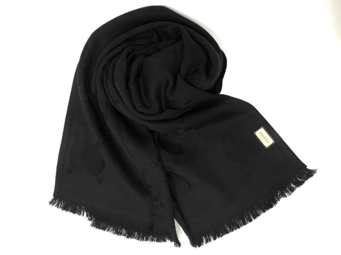 GUCCI グッチ 581537 3G200 マフラー ダブルジャガード BLACK ブラック