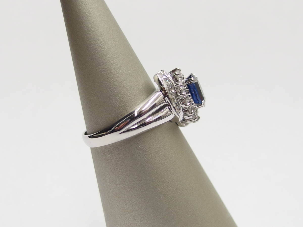 Pt900 サファイア1.38ct ダイヤ0.52ct 14号 鑑別書付 リング /R3867
