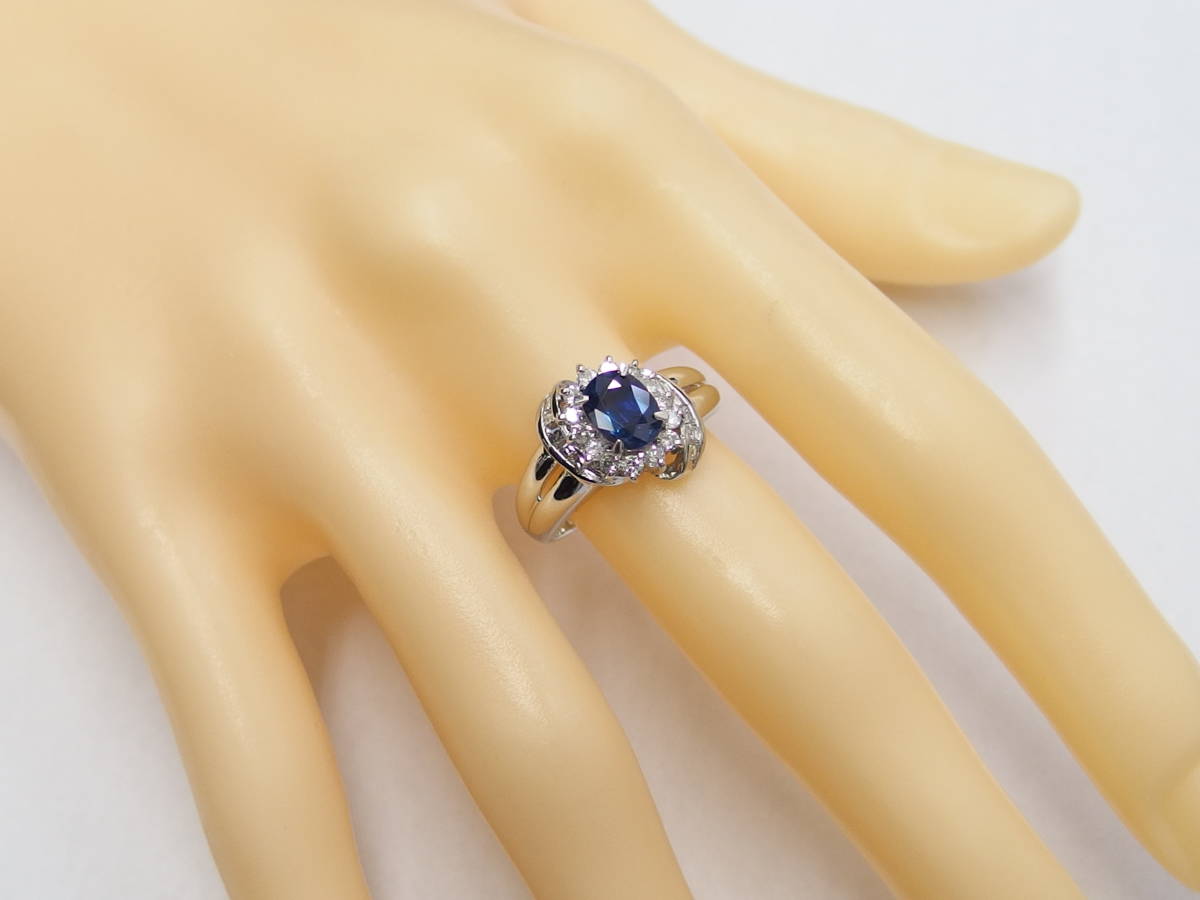 Pt900 サファイア1.38ct ダイヤ0.52ct 14号 鑑別書付 リング /R3867