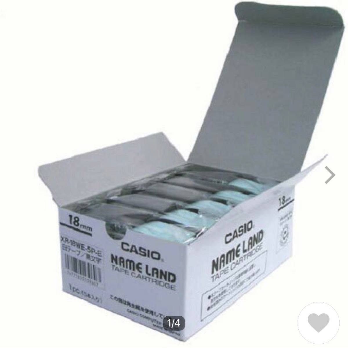 カシオ ネームランドテープ 18mm 白テープ （黒文字） 1パック （5個入） XR-18WE-5P-E
