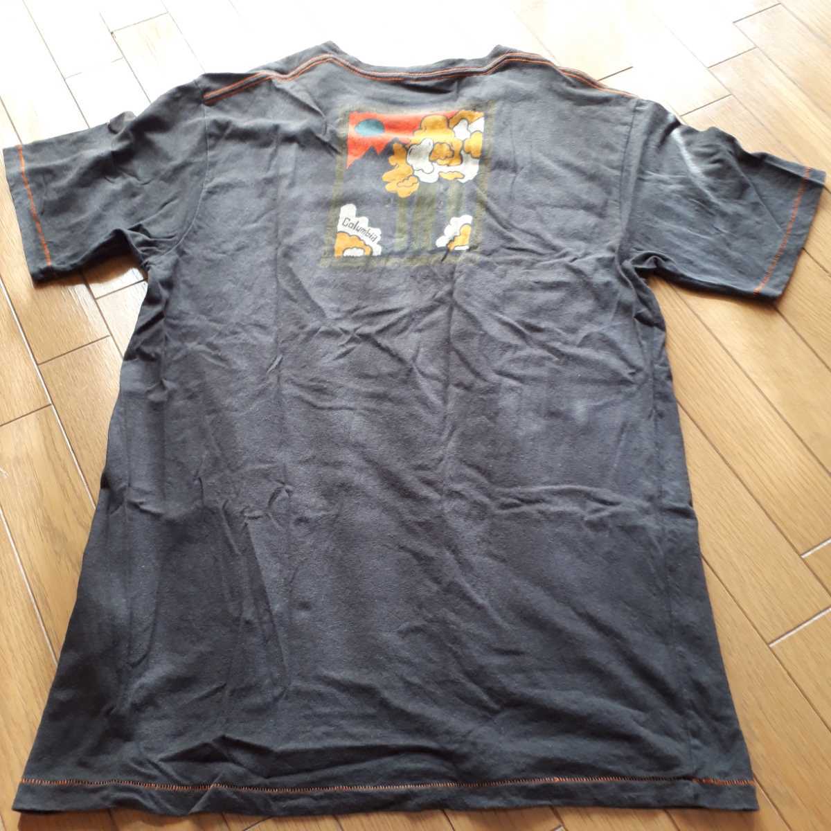 Columbia メンズ XL Tシャツ チャコールグレー コロンビア アウトドア バックプリント 検索)ノースフェイス キャンプ 半袖