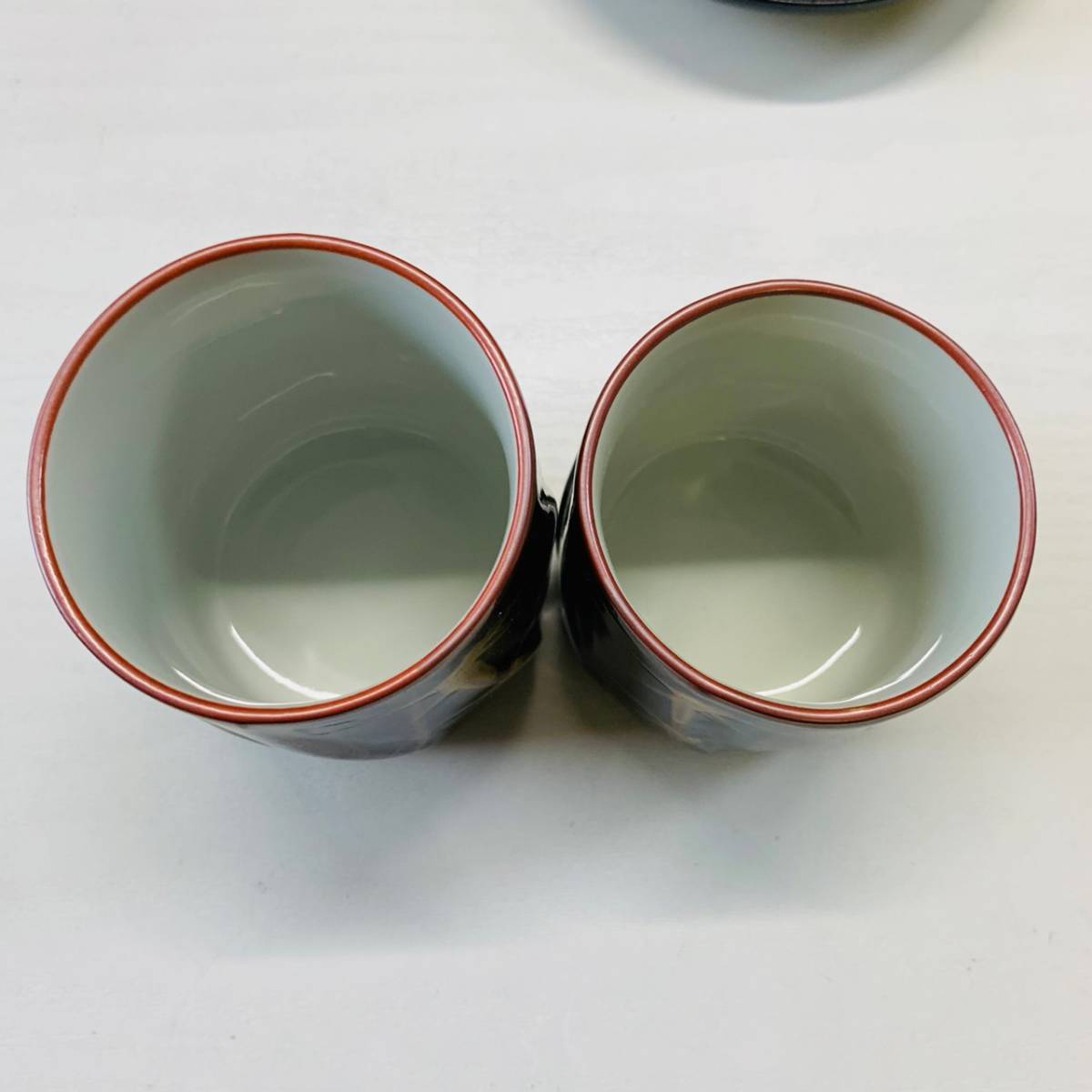 九谷焼 受皿付夫婦湯呑 / 陶器 茶器_画像4