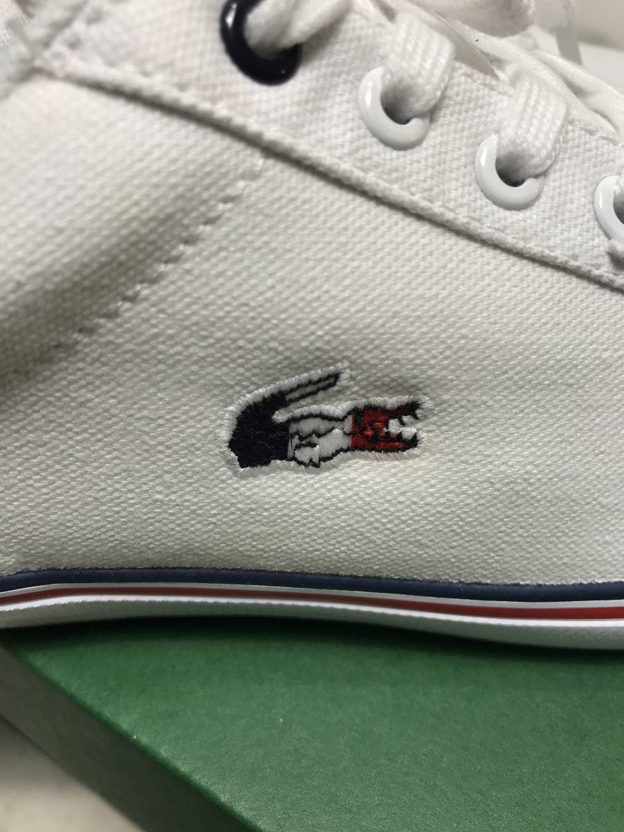 Lacoste ラコステ シューズ スニーカー 白 ネイビー ライン 未使用品 CAM0148 21G 41A 26センチ USA8.5 UK7.5_画像8