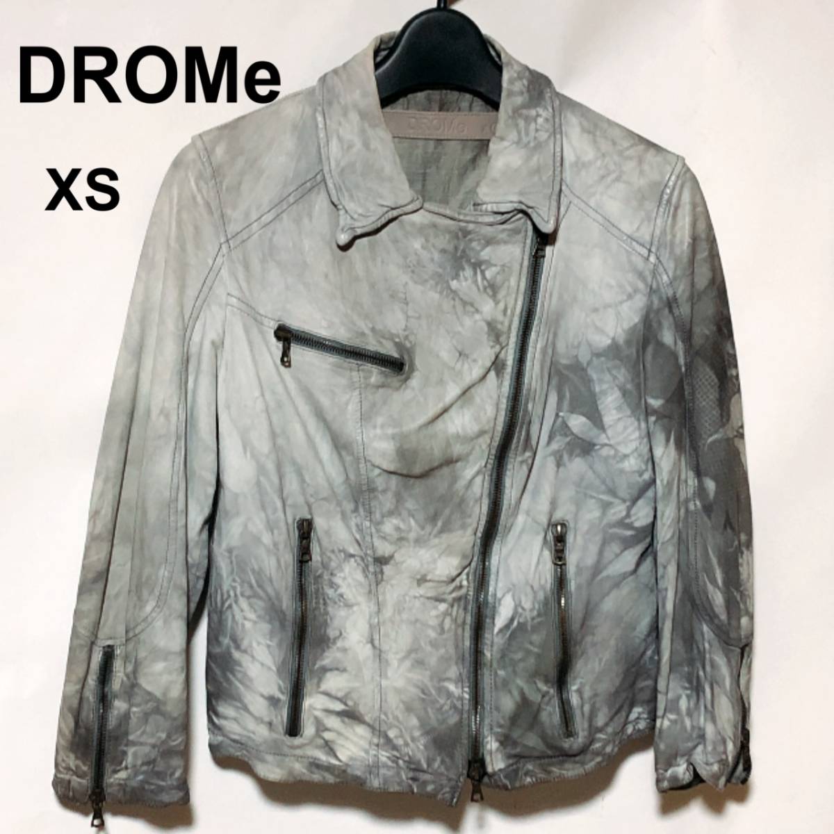 DROMe ラムレザー ライダース XS/ドローム 製品染め 花柄 羊革_画像1