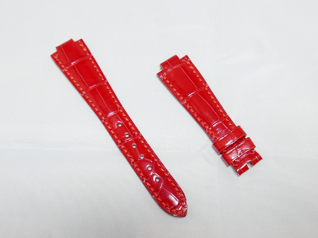 新しいスタイル 新品 ハリーウィンストン 尾錠側12.0mm 長さ10cm、6.4cm (レッド)取付幅9.0mm 純正クロコベルト レディース専用 エキセンター ハリー・ウィンストン