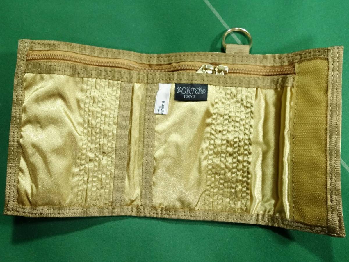 * Porter B seal YOSHIDA special order BULLION GOLD medium wallet 2. folding purse Gold beautiful goods!!!*