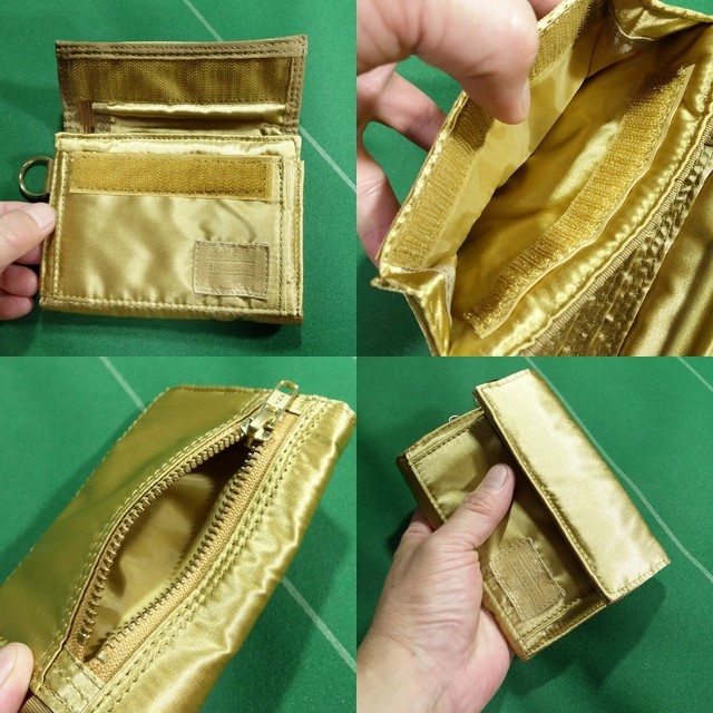 * Porter B seal YOSHIDA special order BULLION GOLD medium wallet 2. folding purse Gold beautiful goods!!!*