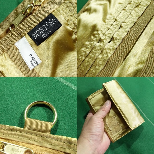* Porter B seal YOSHIDA special order BULLION GOLD medium wallet 2. folding purse Gold beautiful goods!!!*