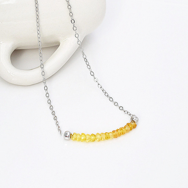  natural stone 9 month birthstone yellow sapphire color stone silver 925 platinum color necklace 