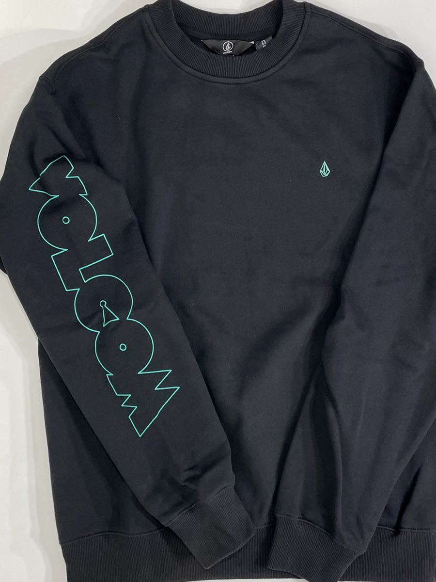 VOLCOM ボルコム A4632105BLK メンズ Sサイズ トレーナー クルーネック スウェット素材 バックプリント 黒色 ヴォルコム 新品即決 送料無料