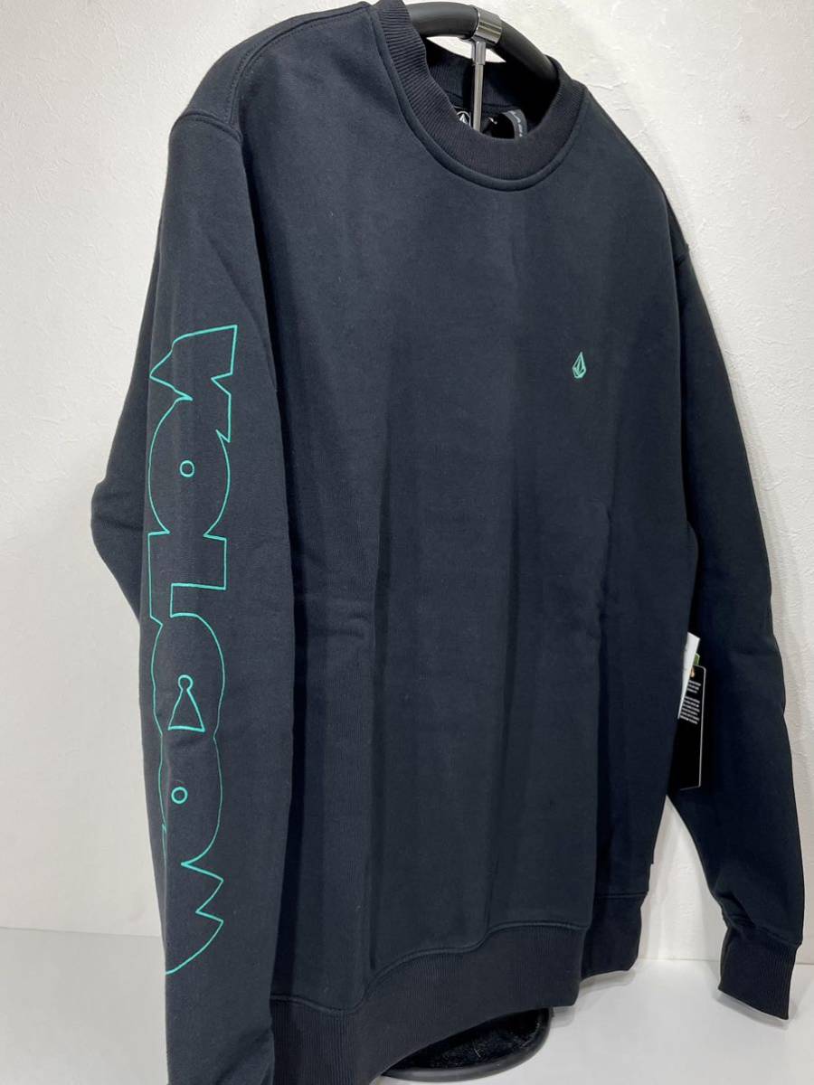 VOLCOM ボルコム A4632105BLK メンズ Sサイズ トレーナー クルーネック スウェット素材 バックプリント 黒色 ヴォルコム 新品即決 送料無料