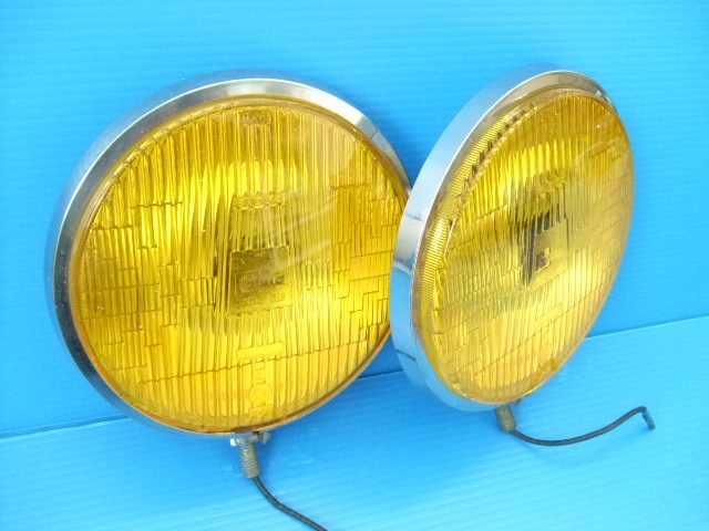  that time thing superior article CIBIE45 thin type 18cm round foglamp H2 valve(bulb) old car Showa era circle shape circle Vintage Cibie plating body yellow lens high speed have lead 
