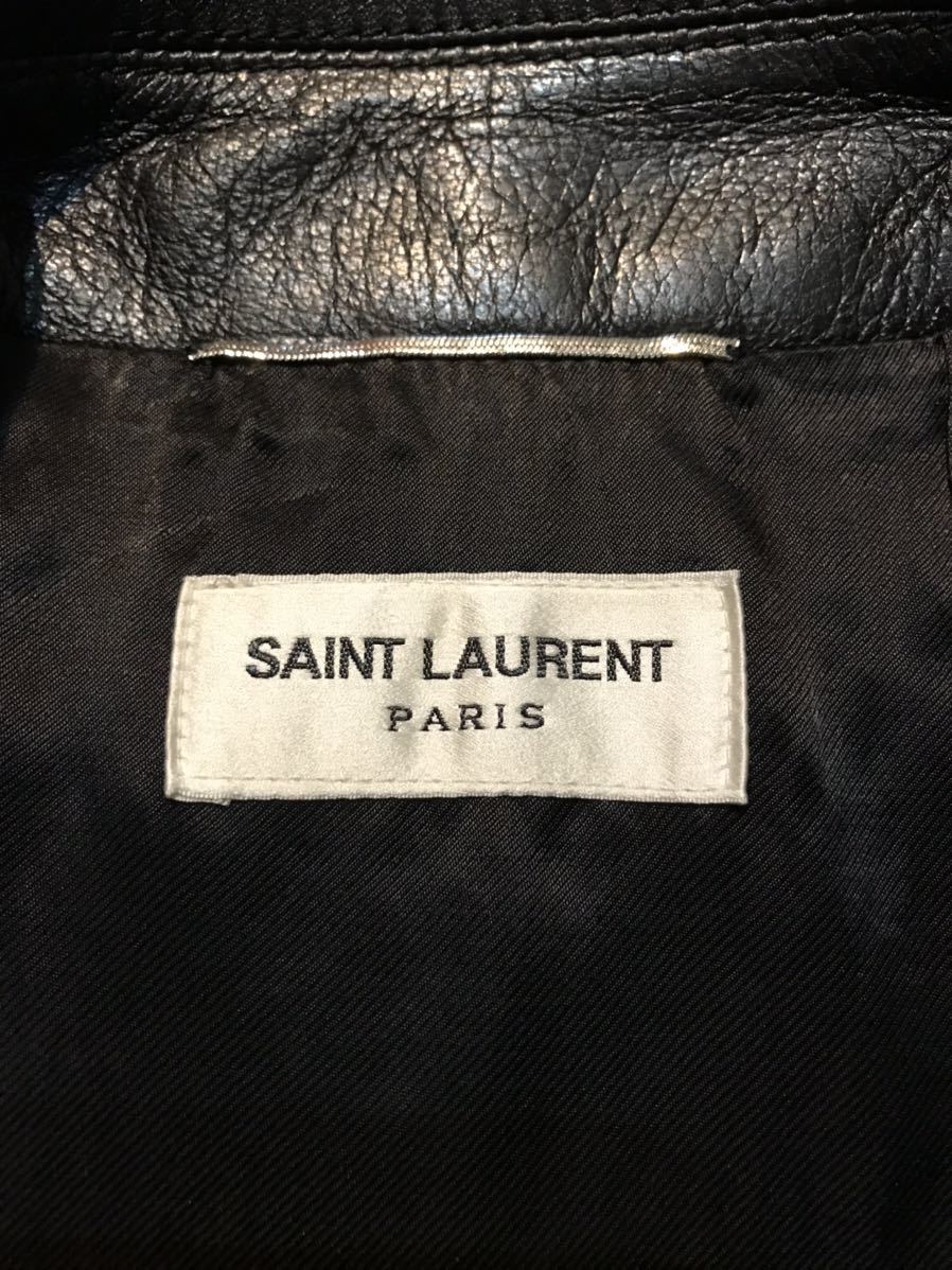  превосходный товар *SAINT LAURENT PARIS солнечный rolan Париж *472848 YC1DR значок кожа байкерская куртка 