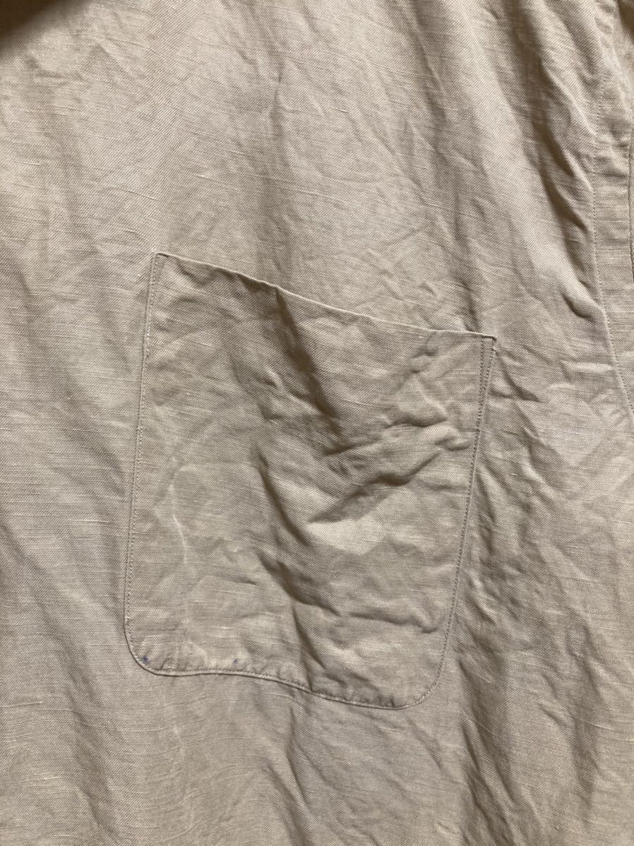 USA古着 90's Polo by Ralph Lauren ラルフローレン リネンシャツ シルクシャツ 半袖シャツ オープンカラーシャツ 無地 茶 XL /CALDWELL_画像8