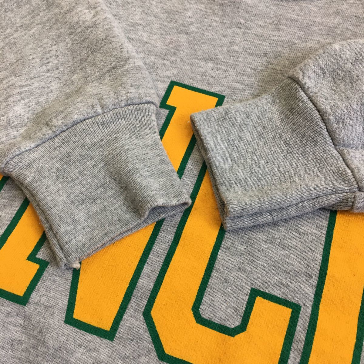 ビンテージ 80s【カレッジ】ロゴ レアサイズ UNCC SWEAT USA製 S スウェット 古着 ラグラン アメカジ 霜降り トレーナー 学校 黄 緑_画像7