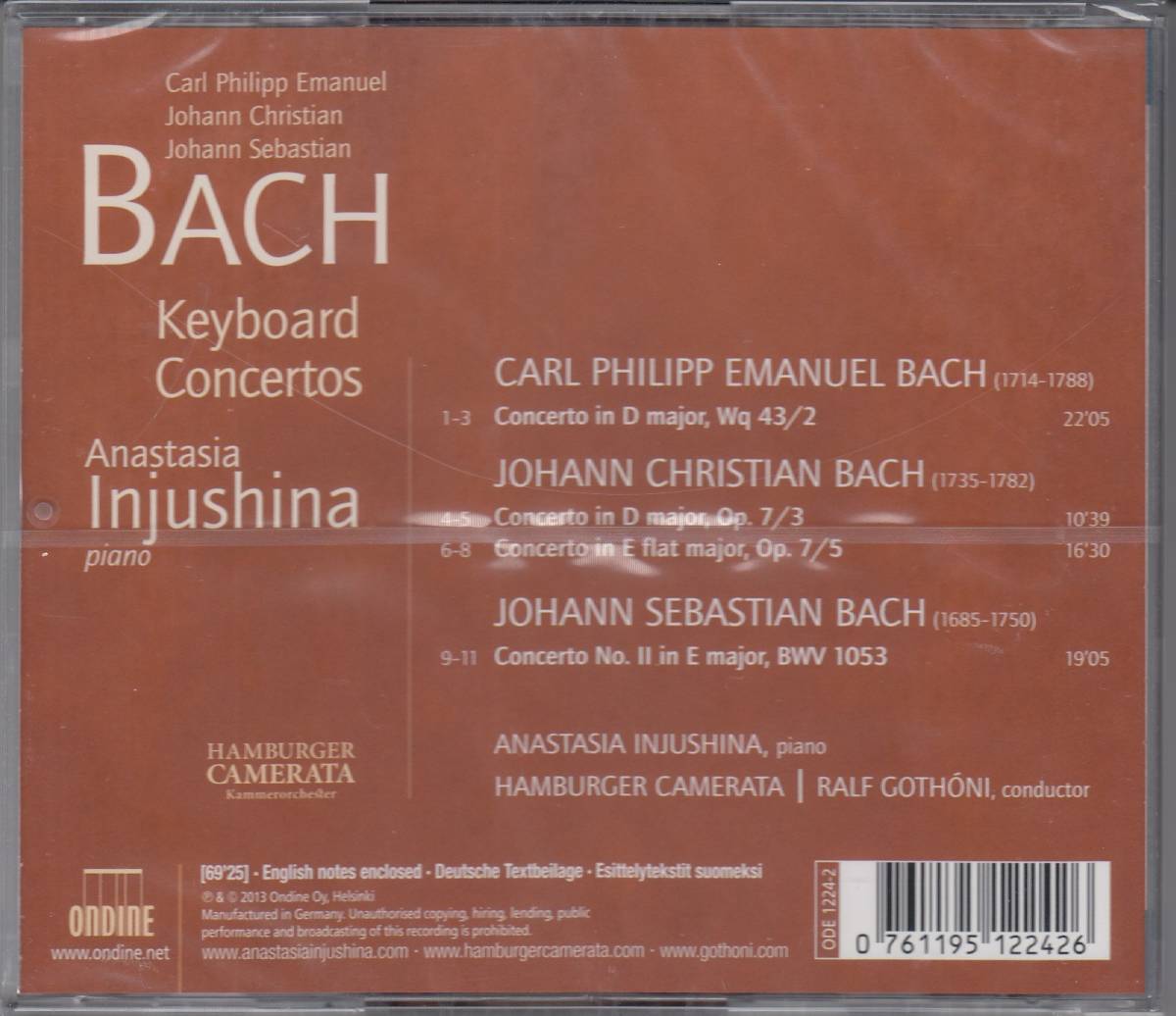[CD/Ondine]バッハ:ピアノ協奏曲第2番ホ長調BWV.1053他/A.インジュシナ(p)&R.ゴトーニ&ハンブルク・カメラータ_画像2