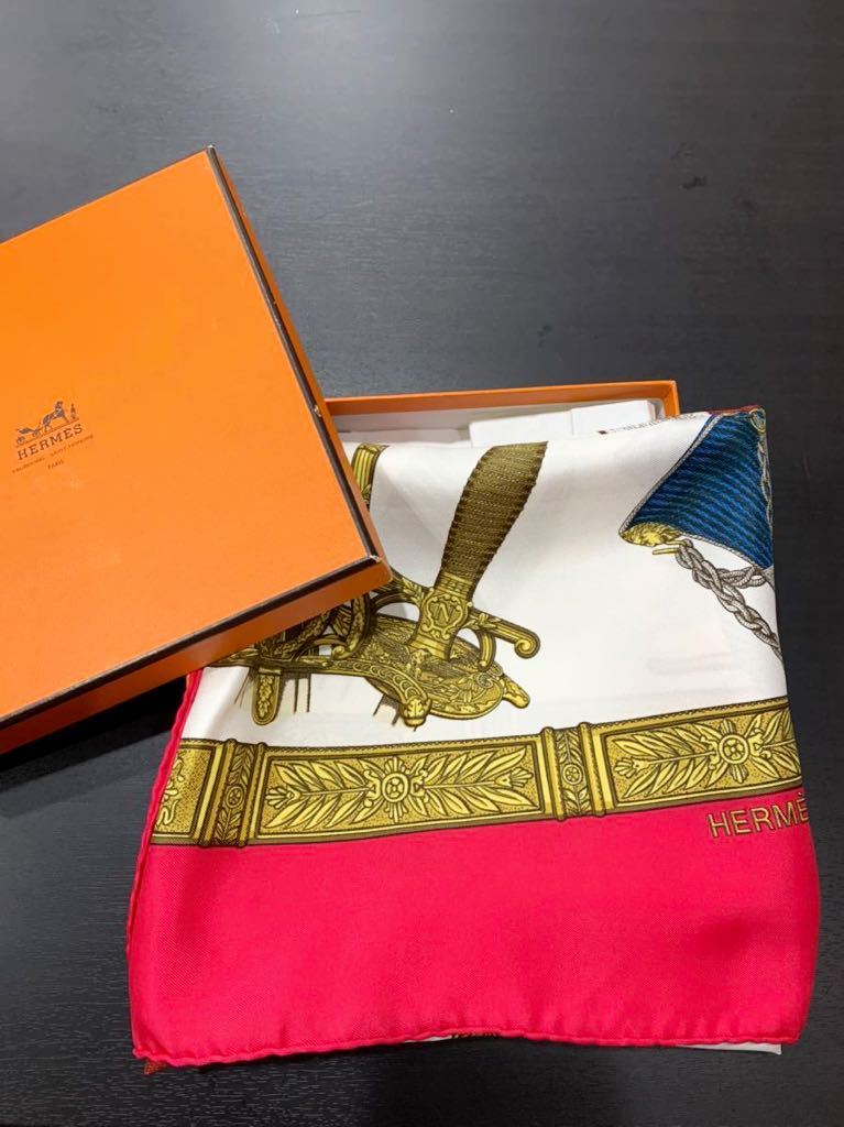 2回 定価5.7万 HERMES エルメス カレ90 レッド系 シルク スカーフ www